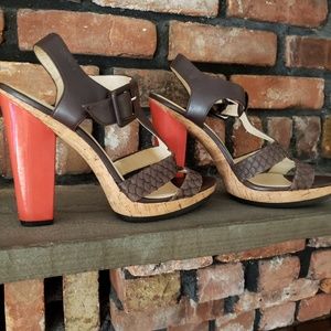 Calvin Klein Brown Leather Platform Sandal